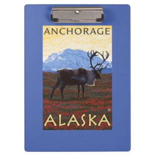 Karibu-Szene - Anchorage, Alaska Klemmbrett