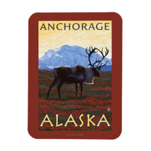 Karibu-Szene - Anchorage, Alaska Magnet