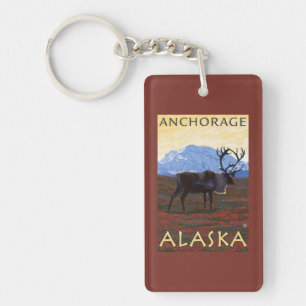 Karibu-Szene - Anchorage, Alaska Schlüsselanhänger