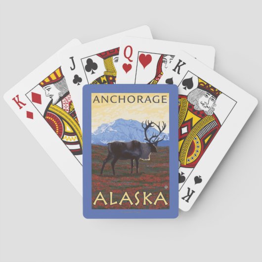 Karibu-Szene - Anchorage, Alaska Spielkarten (Rückseite)