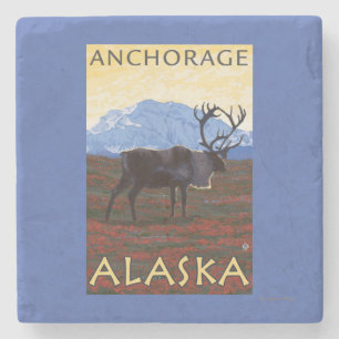 Karibu-Szene - Anchorage, Alaska Steinuntersetzer