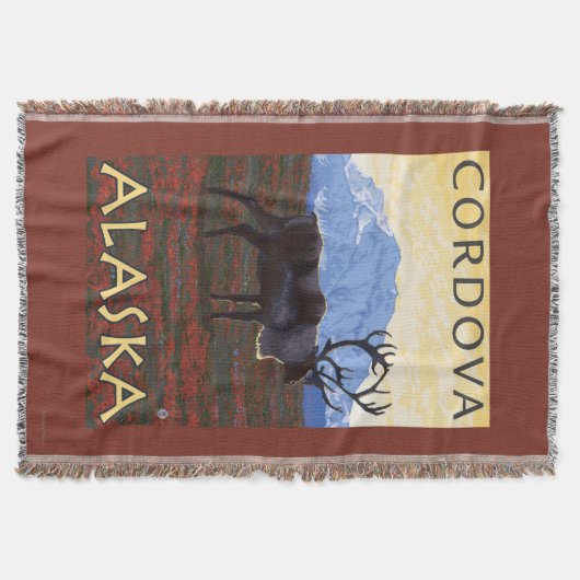 Karibu-Szene - Cordova, Alaska Decke (Vorderseite)