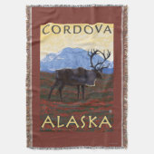Karibu-Szene - Cordova, Alaska Decke (Vorderseite Vertikal)