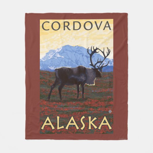 Karibu-Szene - Cordova, Alaska Fleecedecke (Vorderseite)
