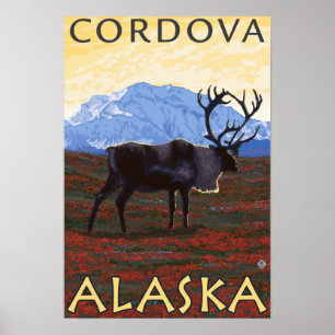 Karibu-Szene - Cordova, Alaska Poster