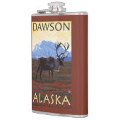 Karibu-Szene - Dawson, Alaska Flachmann (Links)