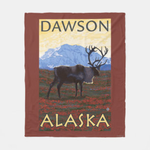 Karibu-Szene - Dawson, Alaska Fleecedecke