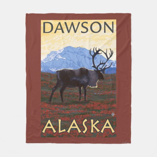 Karibu-Szene - Dawson, Alaska Fleecedecke (Vorderseite)