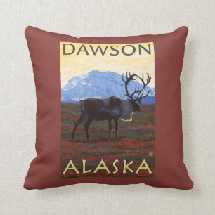 Karibu-Szene - Dawson, Alaska Kissen
