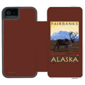 Karibu-Szene - Fairbanks, Alaska Incipio iPhone Geldbeutel-Hülle (Folio Geöffnet)