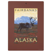 Karibu-Szene - Fairbanks, Alaska Klemmbrett (Rückseite)