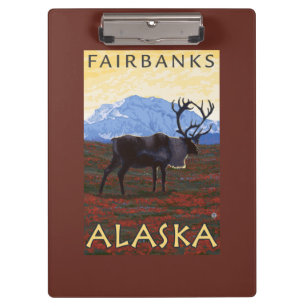 Karibu-Szene - Fairbanks, Alaska Klemmbrett