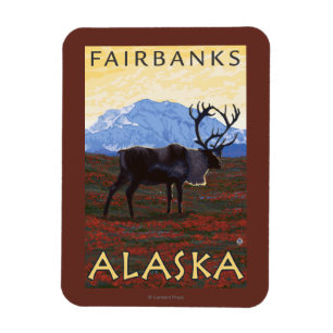 Karibu-Szene - Fairbanks, Alaska Magnet