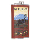 Karibu-Szene - Ketchikan, Alaska Flachmann (Rechts)