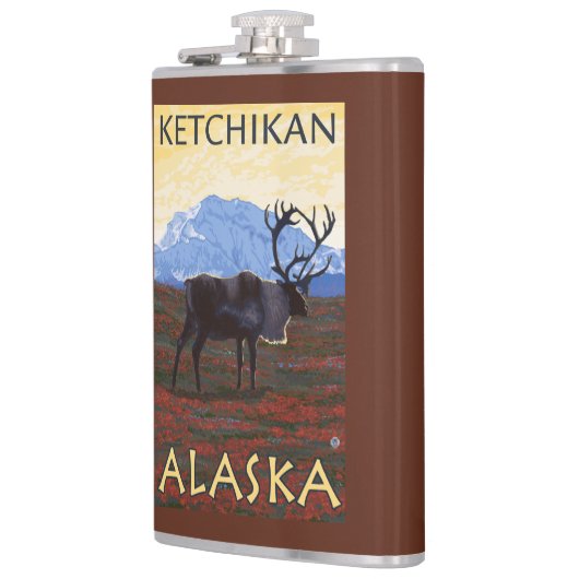 Karibu-Szene - Ketchikan, Alaska Flachmann (Links)
