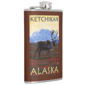 Karibu-Szene - Ketchikan, Alaska Flachmann (Rechts)