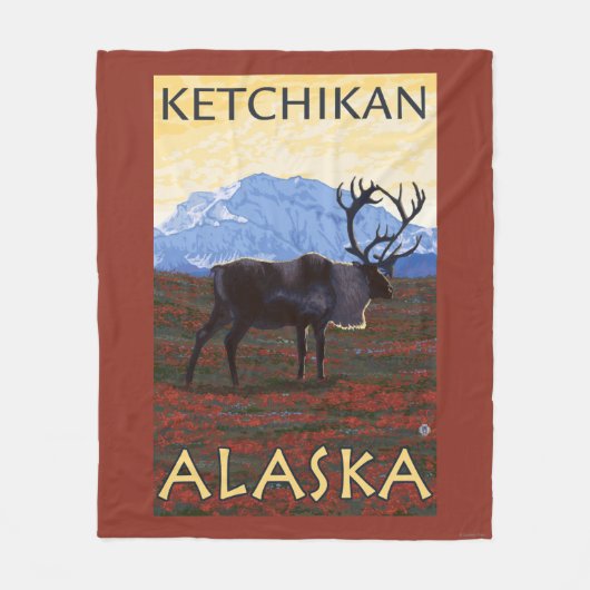 Karibu-Szene - Ketchikan, Alaska Fleecedecke (Vorderseite)