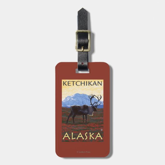 Karibu-Szene - Ketchikan, Alaska Gepäckanhänger (Vorderseite vertikal)