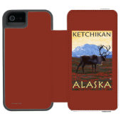 Karibu-Szene - Ketchikan, Alaska Incipio iPhone Geldbeutel-Hülle (Folio Geöffnet)