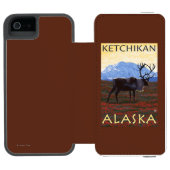 Karibu-Szene - Ketchikan, Alaska Incipio iPhone Geldbeutel-Hülle (Folio Geöffnet)
