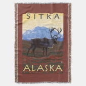 Karibu-Szene - Sitka, Alaska Decke (Vorderseite Vertikal)