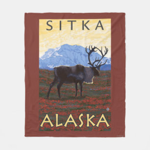 Karibu-Szene - Sitka, Alaska Fleecedecke