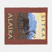 Karibu-Szene - Sitka, Alaska Fleecedecke (Vorderseite (Horizontal))
