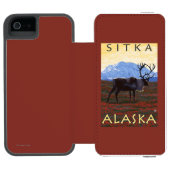 Karibu-Szene - Sitka, Alaska Incipio iPhone Geldbeutel-Hülle (Folio Geöffnet)