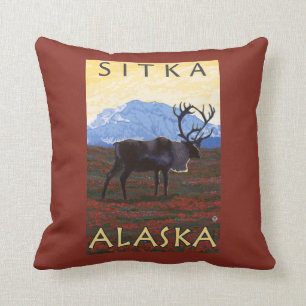 Karibu-Szene - Sitka, Alaska Kissen
