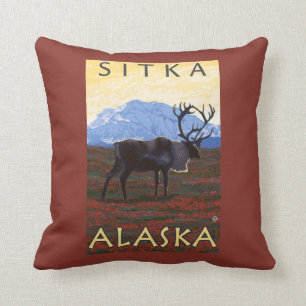 Karibu-Szene - Sitka, Alaska Kissen