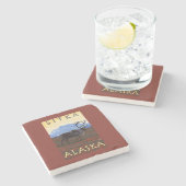 Karibu-Szene - Sitka, Alaska Steinuntersetzer (Seitenansicht)