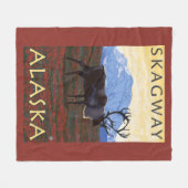 Karibu-Szene - Skagway, Alaska Fleecedecke (Vorderseite (Horizontal))