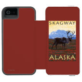 Karibu-Szene - Skagway, Alaska Incipio iPhone Geldbeutel-Hülle (Folio Geöffnet)