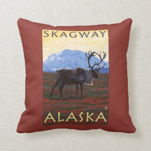 Karibu-Szene - Skagway, Alaska Kissen