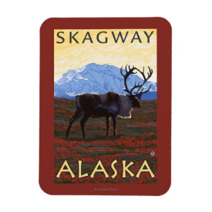 Karibu-Szene - Skagway, Alaska Magnet