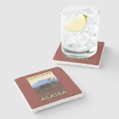 Karibu-Szene - Skagway, Alaska Steinuntersetzer (Seitenansicht)