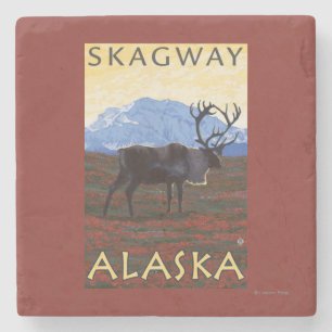 Karibu-Szene - Skagway, Alaska Steinuntersetzer