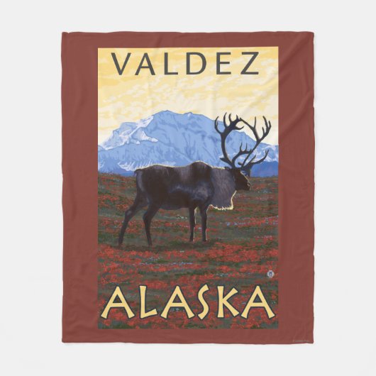 Karibu-Szene - Valdez, Alaska Fleecedecke (Vorderseite)