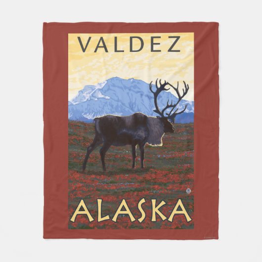 Karibu-Szene - Valdez, Alaska Fleecedecke (Vorderseite)