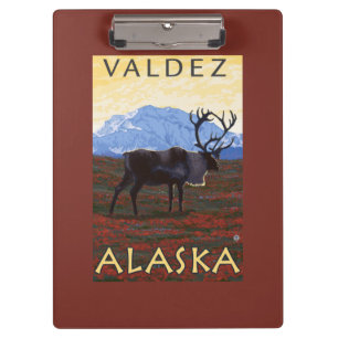 Karibu-Szene - Valdez, Alaska Klemmbrett