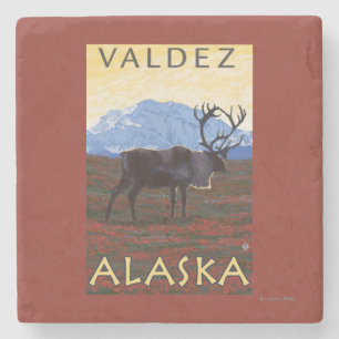 Karibu-Szene - Valdez, Alaska Steinuntersetzer