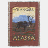 Karibu-Szene - Wrangell, Alaska Decke (Vorderseite Vertikal)
