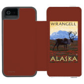 Karibu-Szene - Wrangell, Alaska Incipio iPhone Geldbeutel-Hülle (Folio Geöffnet)