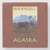 Karibu-Szene - Wrangell, Alaska Steinuntersetzer (Vorderseite)