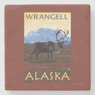 Karibu-Szene - Wrangell, Alaska Steinuntersetzer