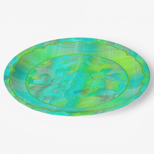 Kariert-2-Scallop-Papierplatte in grungy-lackierte Pappteller (Schrägansicht)