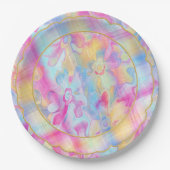 Kariert-5-Scallop--gemalt-Florals- Pappteller (Vorderseite)