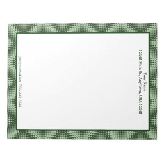 Kariert anpassbar grün geometrisch notizblock (Vorderseite)