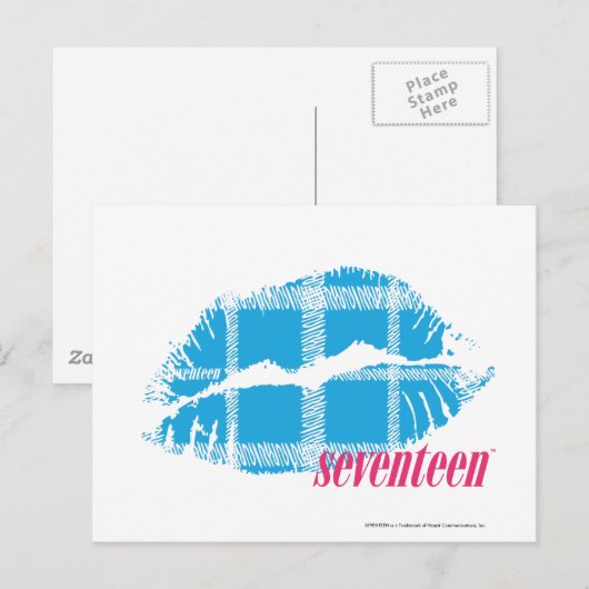 Kariert Aqua Postkarte (Vorne/Hinten)