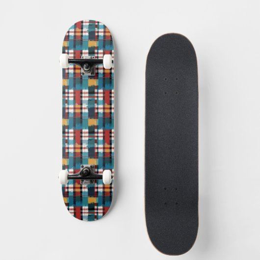 Kariert Aquamarin Skateboard (Vorderseite)